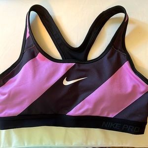 Nike Pro Purple/ Black Stripe Sports Bra **Size Medium**